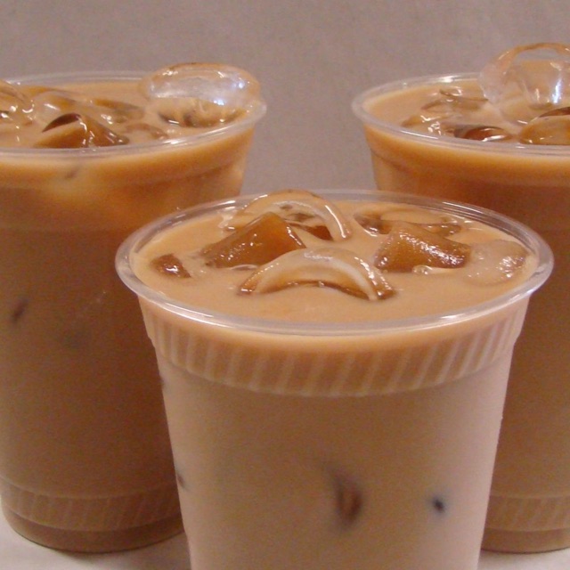 Iced latte with layered espresso and milk